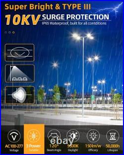 6 Pack 150W LED Parking Lot Light with Photocell, Commercial Shoebox Pole Light