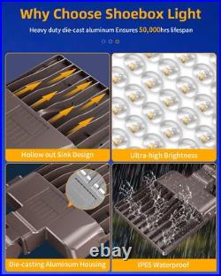 6 Pack 150W LED Parking Lot Light with Photocell, Commercial Shoebox Pole Light