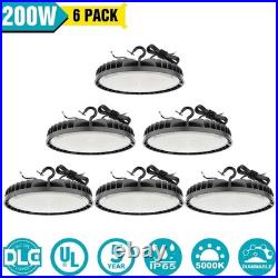 6 Pack 200W LED Commercial Factory Garage Lighting Fixture UFO High Bay Lights
