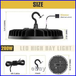 6 Pack 200W LED Commercial Factory Garage Lighting Fixture UFO High Bay Lights