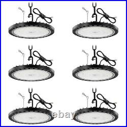6 Pack 200W UFO High Bay Led Shop Lights Workshop Lighting Hook & Hanging Chain