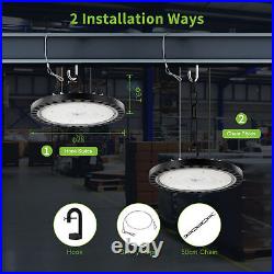 6 Pack 200W UFO High Bay Led Shop Lights Workshop Lighting Hook & Hanging Chain
