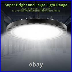 6 Pack 200W UFO High Bay Led Shop Lights Workshop Lighting Hook & Hanging Chain