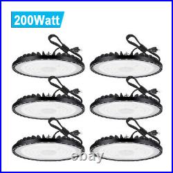 6 Pack 200W UFO LED High Bay Light Commercial Factory Warehouse Light Fixtures