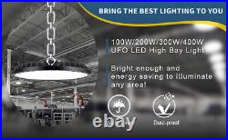 6 Pack 200W UFO LED High Bay Light Commercial Factory Warehouse Light Fixtures