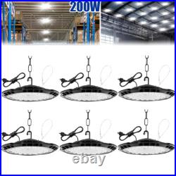6 Pack 200W UFO LED High Bay Light Shop Industrial Commercial Factory Warehouse