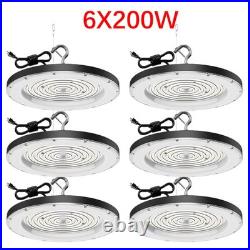 6 Pack 200W UFO LED High Bay Light Shop Industrial Commercial Factory Warehouse