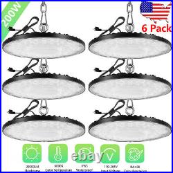 6 Pack 200W UFO LED High Bay Light Workshop light Fixture Factory Warehouse Lamp