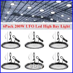 6 Pack 200W UFO Led High Bay Light Factory Warehouse Commercial Led Shop Lights