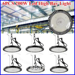 6 Pack 200W UFO Led High Bay Light Factory Warehouse Commercial Led Shop Lights