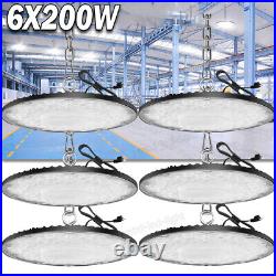 6 Pack 200W UFO Led High Bay Light Warehouse Factory Commercial Light Fixtures