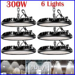 6 Pack 300W UFO LED High Bay Light Factory Warehouse Commercial Light Fixtures