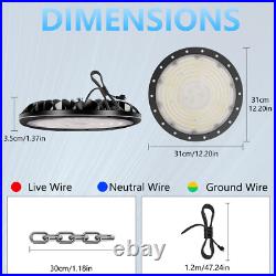 6 Pack 300W UFO LED High Bay Light Factory Warehouse Commercial Light Fixtures