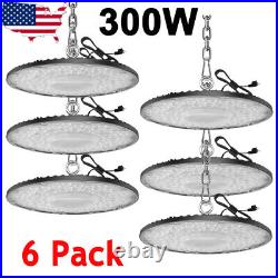 6 Pack 300W UFO LED High Bay Light Shop Lights Industrial Factory Warehouse Lamp