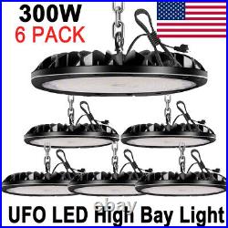 6 Pack 300W UFO LED High Bay Light Shop Lights Industrial Factory Warehouse Lamp