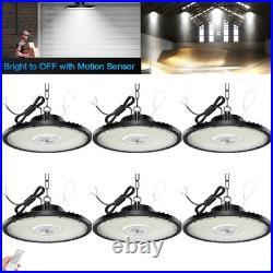6 Pack 300W UFO LED High Bay Light with Motion Sensor Smart High Bay LED Light