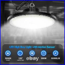 6 Pack 300W UFO LED High Bay Light with Motion Sensor Smart High Bay LED Light