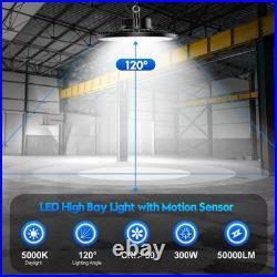 6 Pack 300W UFO LED High Bay Light with Motion Sensor Smart High Bay LED Light