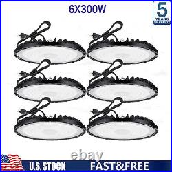 6 Pack 300W UFO Led High Bay Light Commercial Industrial Warehouse Factory 6000K