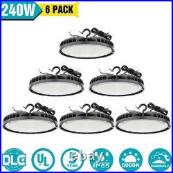 6 Pack Commercial 240W 36000LM LED High Bay Light UFO Warehouse Barn Light 5000K