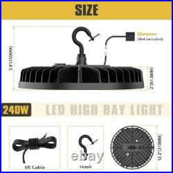 6 Pack Commercial 240W 36000LM LED High Bay Light UFO Warehouse Barn Light 5000K