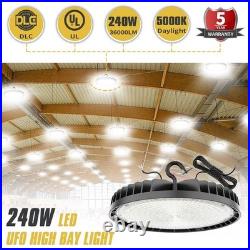 6 Pack Commercial 240W 36000LM LED High Bay Light UFO Warehouse Barn Light 5000K
