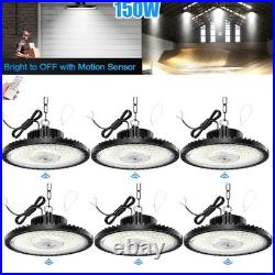 6 pcs 150W UFO LED High Bay Light with Motion Sensor Smart High Bay LED Light