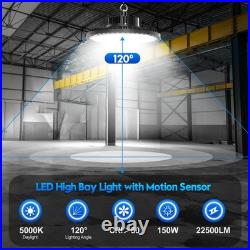 6 pcs 150W UFO LED High Bay Light with Motion Sensor Smart High Bay LED Light