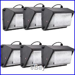 6pack 50W LED Wall Pack 5000K Daylight White 4500 Lumen Outdoor Lighting Fixture