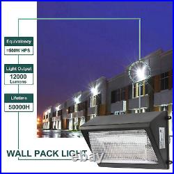 80W LED Wall Pack Light with Dusk-to-Dawn Sensor Night Security Lighting / 2 Pcs