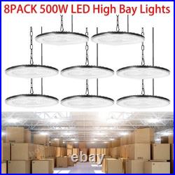8PACK 500W Super Bright Warehouse LED UFO High Bay Lights Factory Shop GYM Lamp