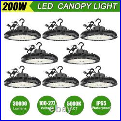 8PACK US PLUG Led UFO Warehouse High Bay Light 200W 30000LM AC100-277V Dimmable