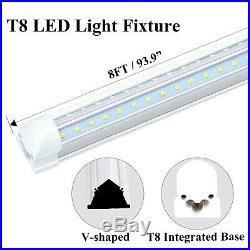 8PCS 8FT LED Tube Lights 72W Integrated T8 V Shape 7500LM 6500K LED Shop Light