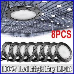 8Pack UFO Led High Bay Light 100W Factory Warehouse Commercial Light Fixtures