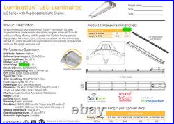 8' LED Luminaire Fixture 10,400 Lumens 4,000K Single Or Continuous 120 or 277V