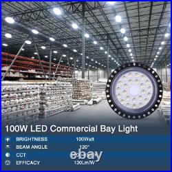 8 PACK 100W UFO LED High Bay Light Shop Lights Bulb Warehouse Industrial Outdoor