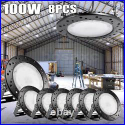 8 PACK 100W UFO LED High Bay Light Warehouse Shop Gym Garage Lights Fixture Bulb