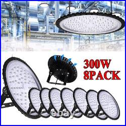 8 PACK 300W UFO LED High Bay Light Warehouse Industrial Light Fixture 30000LM