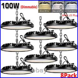 8 Pack 100W UFO LED High Bay Light Commercial Warehouse Factory Lighting Fixture