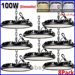 8-Pack 100W LED UFO High Bay Lights - 6000K Daylight, IP65 Waterproof For Warehouse & Factory