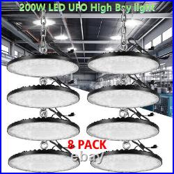 8 Pack 200W Led UFO High Bay Light Shop GYM Warehouse Industrial Factory Garage
