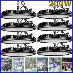 8 Pack 200W UFO LED High Bay Light Garage Industrial Commercial Warehouse Lamp