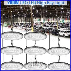 8 Pack 200W UFO Led High Bay Light Factory Warehouse Commercial Led Shop Lights