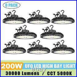 8 Pack 200W UFO Led High Bay Light Factory Warehouse Commercial Led Shop Lights