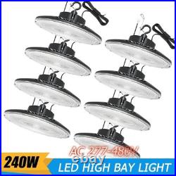 8 Pack 240W UFO LED Shop Light GYM Warehouse Industrial High Bay Stadium Lights