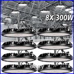 8 Pack 300W UFO LED High Bay Light Shop Industrial Commercial Factory Warehouse