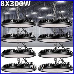 8 Pack 300W UFO LED High Bay Light Shop Warehouse Industrial Factory Commercial