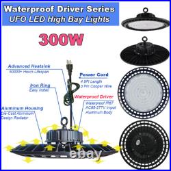 8 Pack 300W UFO Led High Bay Lights Commercial Lighting Fixture 6500K Cold White