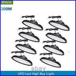 8 Pack 300W Warehouse UFO Led High Bay Light Factory Commercial Industrial Lamp