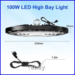 8 Pcs 100W UFO Led High Bay Light Commercial Industrial Warehouse Gym Shop Light